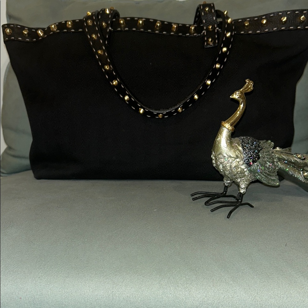 FENDI Sellaria ITALIA ROMA Elegant Black Studded Women's Tote Bag